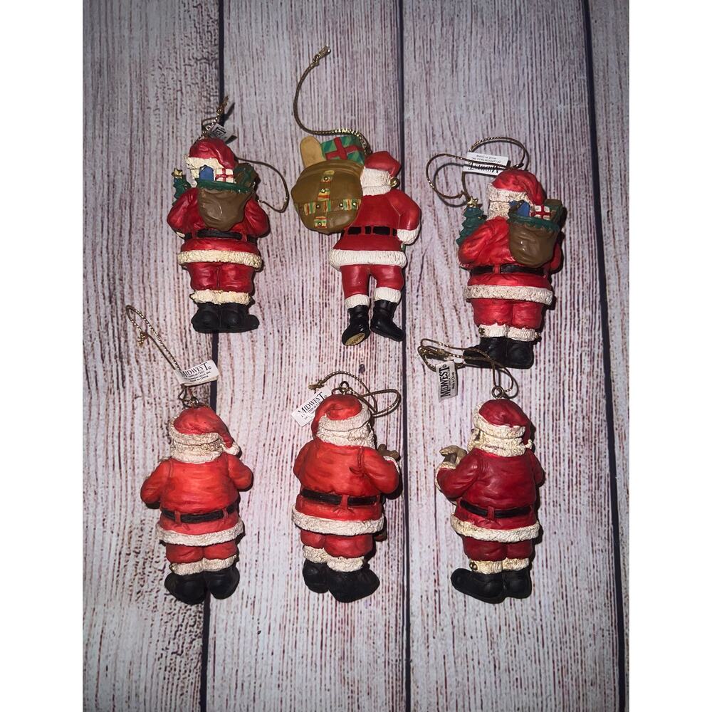 6x Midwest Importers of Cannon Falls Black Santa Good Boys & Girls List Ornament - Picture 2 of 6